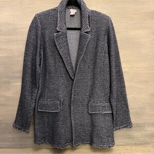 Chico’s Navy Knit Blazer Sweater Jacket Size 2 Good Condition